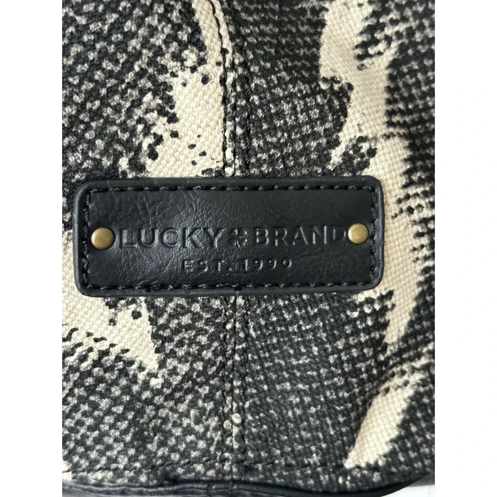 Lucky Brand Bali Hai Black White Canvas Hobo Shoulder‎ Bag Tote